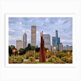 Chicago Skyline And Clouds  Art Print