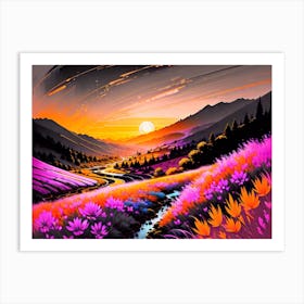 Sunset In The Mountains 2 Art Print