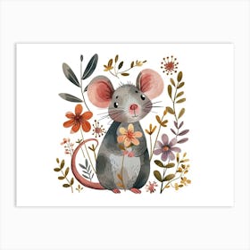 Little Floral Rat 2 Art Print