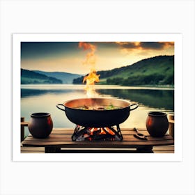 Fire On The Lake Art Print