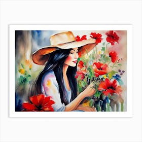 Girl Among Flowers 17 Art Print