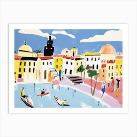 Naples Italy Cute Watercolour Illustration 4 Art Print