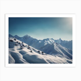 Aerial View Of Snowy Mountains Art Print