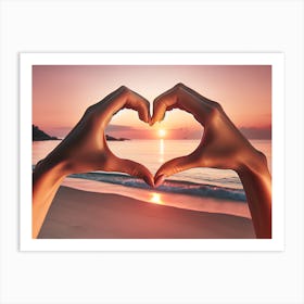 Heart Shape At Sunset Art Print