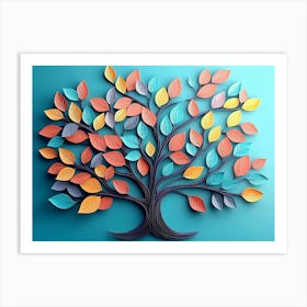 Colorful Tree With Leaves On Hanging Branches 5 Art Print