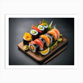 Sushi On A Wooden Board Art Print