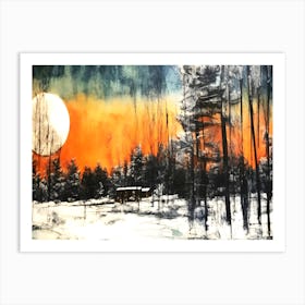 Winter Moon - December Landscape Art Print