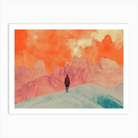 Man On Top Of Mountain 1 Art Print