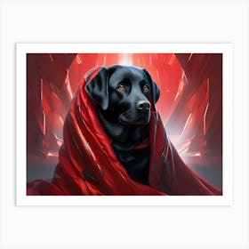 Black Labrador In Blanket Art Print