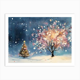 Christmas Tree In The Snow 14 Art Print