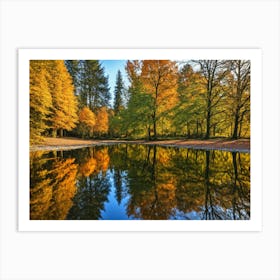 Serene Autumn Reflections 15 Art Print