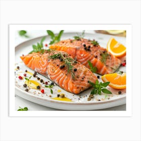 Salmon On A Plate 3 Art Print