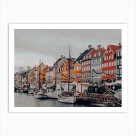 Nyhavn Copenhagen Harbour On A Cloudy Day 2 Art Print