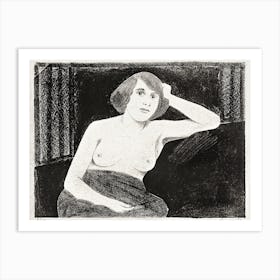 Female Nude, Seated On A Sofa, Hand To Head (1920), Samuel Jessurun Art Print