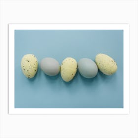 Eggs On A Blue Background Art Print