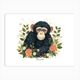 Little Floral Bonobo 3 Poster Art Print