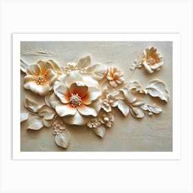 Beautiful Flower 3d Relief Art Art Print