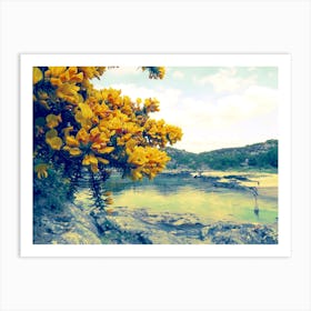 Yellow Flowers By The Water 1 Art Print