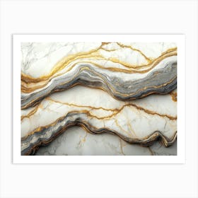 Texture Of White Marble With Gray And Gold Veins Painting Art Print