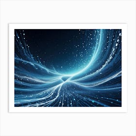 Abstract Swirling Lines Of Blue And White Light In A Dark, Starry Background, Evocative Of Nebulae Or Cosmic Energy Art Print