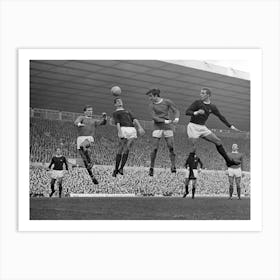 Pat Crerand, Frank Mclinktock, George Best And John Radford, Manchester United v Arsenal 1967 Art Print