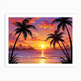 Sunset At The Beach 49 Art Print