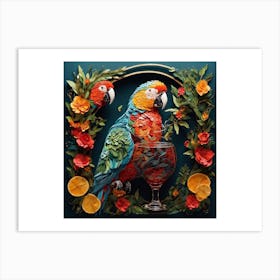 Parrot With Oranges Art Print