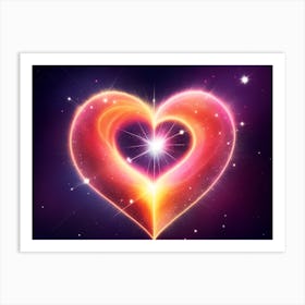 A Colorful Glowing Heart On A Dark Background Horizontal Composition 59 Art Print