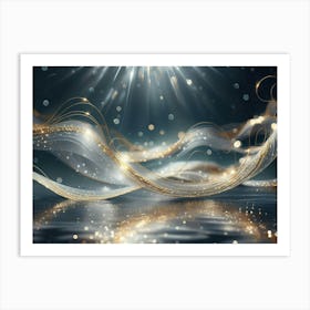 Sparkling golden waves in the sea 7 Art Print