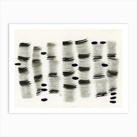Hidden Message - black and white ink minimal modern contemporary hand painted grey gray living roome kitchen bedroom abstract Art Print