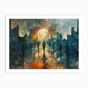 Cityscape And Solitude, Cubism Art Print