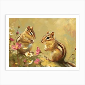 Floral Animal Illustration Chipmunk 4 Art Print