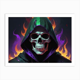 Skeleton In Flames 6 Art Print