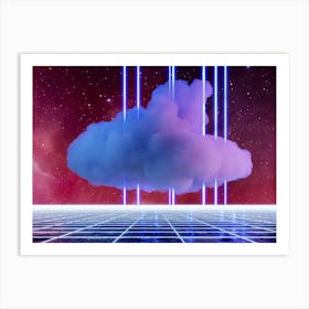 Neon landscape: Cloud [synthwave/vaporwave/cyberpunk] — aesthetic retrowave neon poster Art Print