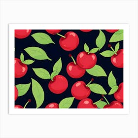 Cherries On A Black Background Art Print