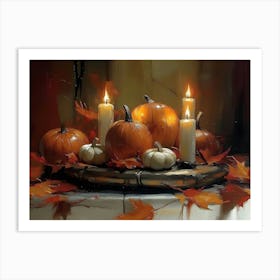 Candlelit Pumpkins Art Print