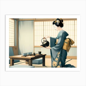 Geisha Prepare Tea Art Print