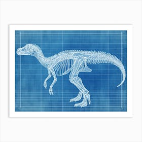 Dilophosaurus Skeleton Hand Drawn Blueprint 3 Art Print