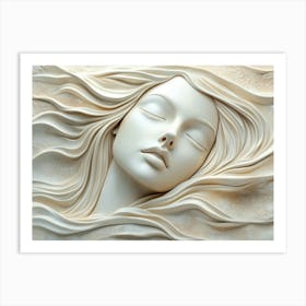 3d Serene Woman's Face 1 Art Print