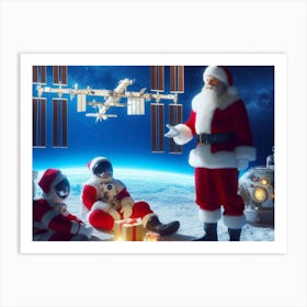 Santa Space Station Visit Art Print