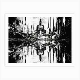 Reflection Abstract Black And White 7 Art Print