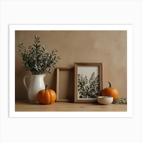 Pumpkins On A Table Art Print