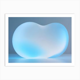 A 3d Rendering Of A Smooth, Organic Shape Resembling A Large, Transparent, Blue Tinted Egg Art Print