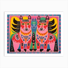 Wolf 6 Folk Style Animal Illustration Art Print