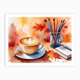 Watercolor Coffee Latte Art Print