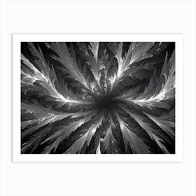 Monochromatic Fractal Design Resembling A Frosty, Spiky Flower Or Snowflake Art Print