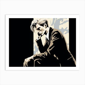 Blond Troubled Man Lost In Thoughts Art Print