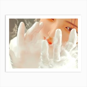 Asian Girl In White Gloves Art Print