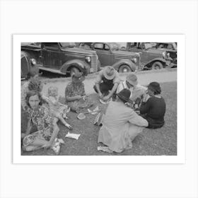 Farm People Eating Watermelon On Lawn In Front Of Courthouse, Tahlequah, Oklahoma By Russell Lee Art Print