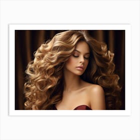 Beautiful Woman With Curly Hair 1 Art Print